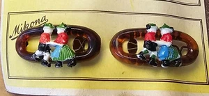 Vintage Barrette- Pair of "Mikona" Barrettes (Dancing Couple) - Made in Germany - Picture 1 of 8