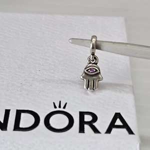 Pandora Me My Hamsa Hand Dangle Purple CZ Sterling Silver Charm 798361 Free Post - Picture 1 of 13