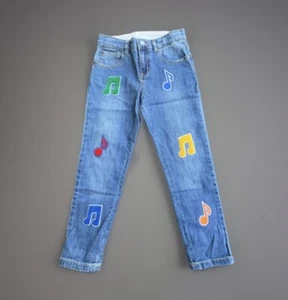 STELLA MCCARTNEY Kids Jeans Girl Denim Blue Music Patches Notes Sz 8 years - Picture 1 of 14