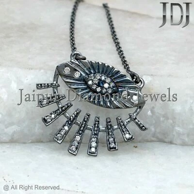 Collar Colgante Diamante Pavé Joyería Zafiro Azul Plata Esterlina 925 MAL DE OJO Foto 1 de 4