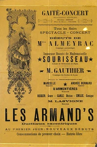TUNIS / BRASSERIE KESSLER / AFFICHE GAITÉ-CONCERT " LES ARMAND'S " VERS 1890 - Picture 1 of 1