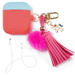 Airpods Case, Protective Silicone AirPods Case Cover with Fluffy Fur Ball - Picture 1 of 7