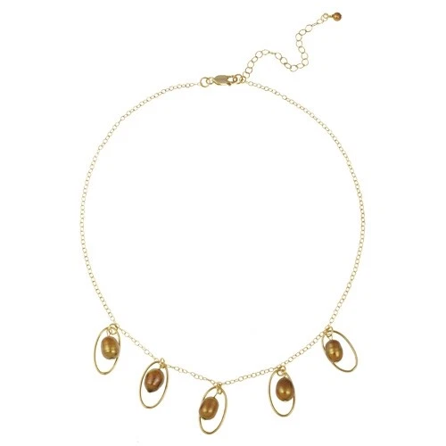 Collar colgante de perlas doradas cultivadas de agua dulce en tono dorado sobre plata 925 Foto 1 de 3