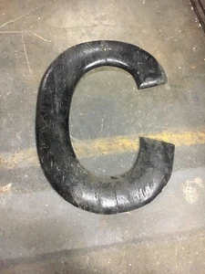 huge ANTIQUE c1910-1920's BLACK wooden letter symbol C ~ 36" x 18" x 1.5" - Picture 1 of 12