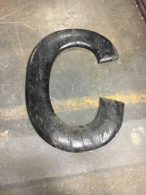 huge ANTIQUE c1910-1920's BLACK wooden letter symbol C ~ 36" x 18" x 1.5" - Image 1 of 4