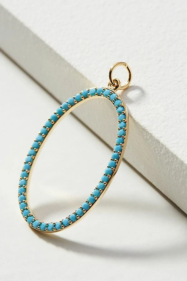 New Anthropologie Turquoise Open Oval Charm pendent necklace charm no chain NWT  - Image 1 of 1