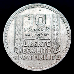 1947c. + wing France 10 Francs (-, large head) Coin, km908.1 ๐ซ๐ท - Picture 1 of 2