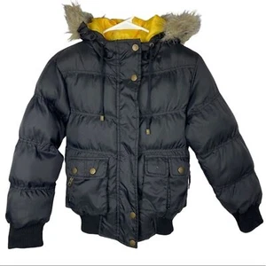 Polar Ice Girls Winter Feather Jacket Size 7 Black /Yellow Kids Jacket - Picture 1 of 10