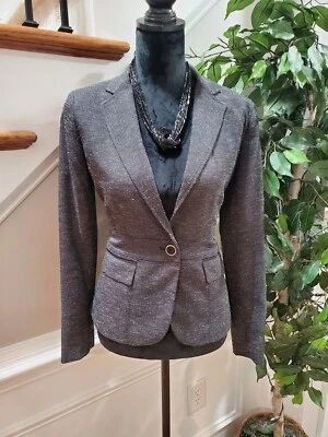 Blazer ajustado 7Th Avenue para mujer marrón poliéster manga larga pecho único 0  Foto 1 de 4