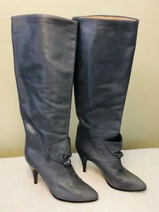 CASADEI Womens Size 7 Gray Leather Knee High Boots Made in Italy - fit small - Picture 1 of 12