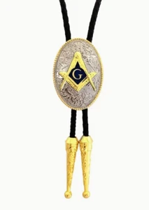 NEW MASON MASONIC FREEMASONS SILVER  RODEO  WESTERN COWBOY BOLOTIE BOLO TIE - Picture 1 of 4
