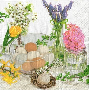 4 x Single Paper Napkins Decoupage Craft Table Easter Eggs Flowers 19 - Picture 1 of 3