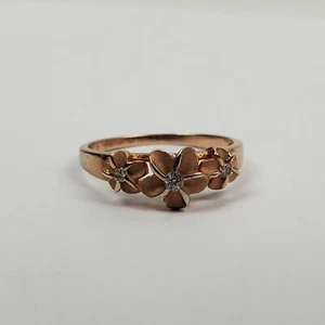 Rose Gold Plated Sterling Silver Flower Ring With Cubic Zirconia Sz 8 2 Grams - Picture 1 of 7