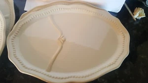 Princess House Pavillion Set of 4 Ceramic Oval Divided Snack Dishes, Trays - Picture 1 of 8