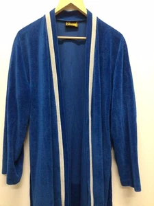 Mens Vintage Dressing Gown Givoni Size L 20 Velour Style Robe 70s Retro Hipster - Picture 1 of 7