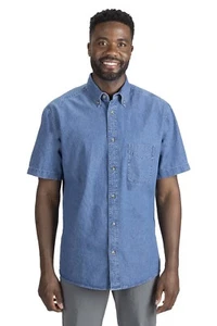 Edwards Garments 1013 Men's Casual Classic Button Down Short Sleeve Denim Shirt - Picture 1 of 3
