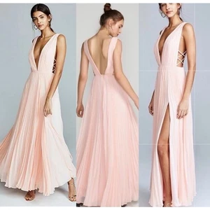 Free People x Fame & Partners Allegra Long Pleated Dress Pink Women’s SZ 8 - Picture 1 of 19