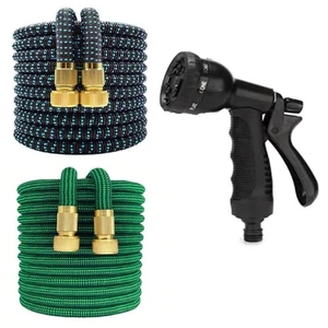 Garden Flexible Hose Pipe With Multiple Function Spray Nozzle 100FT Expandable - Picture 1 of 16