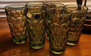 Cuatro vasos de té helado verde con huella pulgar ICE TEA Imperial Glass Provincial de colección  - Imagen 1 de 5