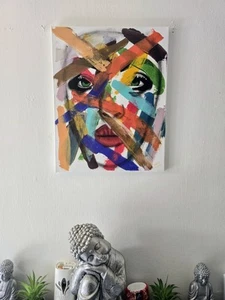Vibrant painting framed acrylic artwork, original wall art, modern home decor - Picture 1 of 9