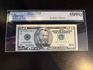 DBR 1996 $50 FRN Richmond Fr. 2126-E Legacy 55 PPQ Serial AE76805796A - Picture 1 of 2