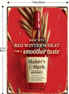 MAKER'S MARK WHISKY METAL TIN SIGN WINTER WHEAT BAR WALL ART MAN CAVE WALL ART - Picture 1 of 1
