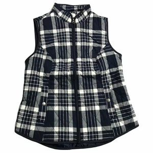 Croft & Barrow Women’s Quilted Vest Size XS Navy Blue White Striped Full Zip - Picture 1 of 7