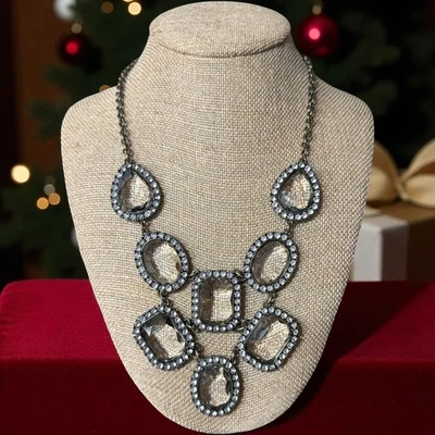 J. Экипаж латунный тон потрясающий прозрачный кристалл нагрудник заявление ожерелье JC381 - Изображение 1 из 4