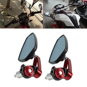 1 pair 7/8'' Handle Bar End Rearview Side Mirrors for Motorcycle Honda Yamaha - Picture 1 of 17