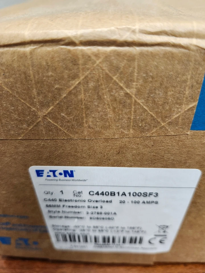 Relé electrónico de sobrecarga Eaton C440B1A100SF3 tamaño 3 20A-100A C440 nuevo en caja EE. UU. Foto 1 de 1