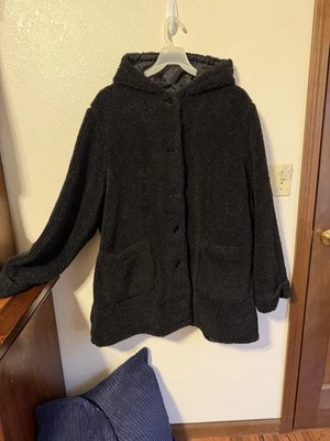 Chaqueta polar sherpa beréber Woman Within abrigo de oso de peluche talla 2X 26-28 negra Foto 1 de 4