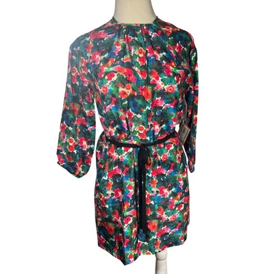 Vestido Band of Outsiders La Garconne Estampado Floral Seda Verde Multi Talla 3 Foto 1 de 4