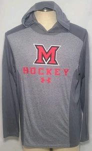 Under Armour Threadborne Miami Redhawks Hockey Hooded Pullover Gray Medium Used  - Picture 1 of 13