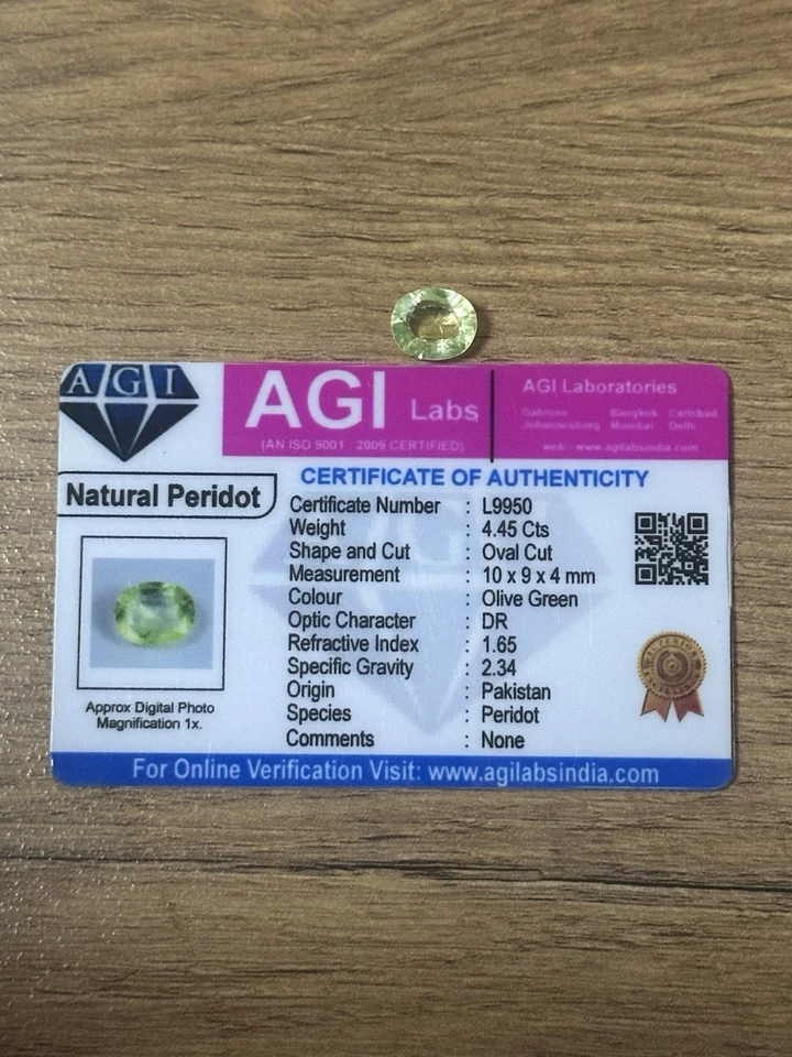 4,45 ct natürlicher Peridot – Olive Green – Ovalschliff – Edelstein - Bild 1 von 1