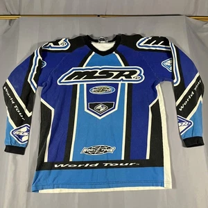 Vintage MSR World Tour Shirt Mens Medium Blue Motocross Jersey Made USA Racing - Picture 1 of 12