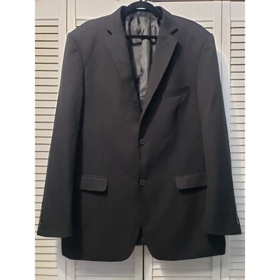 Stacy Adams Blazer Men's 46L Black Notch Lapel Three Button Suit Jacket Lined - Image 1 of 4