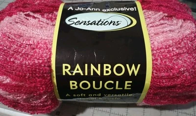 Sensations Rainbow Boucle Yarn Red Print Knit Crochet Craft - Image 1 of 2