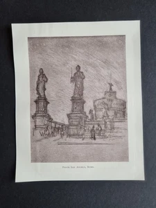 Impresión antigua 1909 - Ponte San Angelo - Roma - Joseph Pennell - Imagen 1 de 2