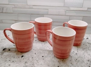 JCPenney Home Collection Red Pink Swirl/Stripe 12oz Coffee Cup Mug SET OF 4 - Picture 1 of 6