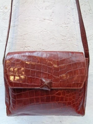 ** ANDREA MABIANI ** sac à main croco véritable vintage bag  - Photo 1/4