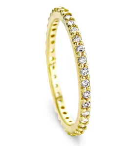925 ECHT SILBER VERGOLDET *** Zirkonia Ring Memoryring Bandring Gr. 50, 54 - Picture 1 of 2