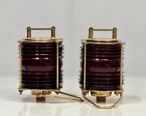 Ship Salvaged Marine Vintage Hanging Nautical Perko Electric Lamp – Set of 2 - Picture 1 of 10