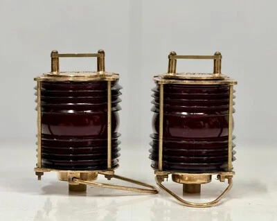 Ship Salvaged Marine Vintage Hanging Nautical Perko Electric Lamp – Set of 2 - Image 1 of 4