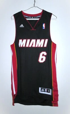 Adidas LeBron James #6 Miami Heat Adidas NBA Swingman Camiseta Negra Pequeña S Foto 1 de 4