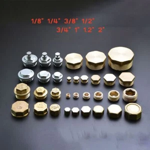 Brass Male Thread Blanking Plug Pipe End Cap 1/8" 1/4" 3/8" 1/2" 3/4" 1" 1.2" 2" - Picture 1 of 19