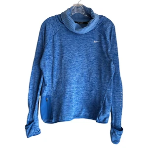 Nike Running Womens Active Top Size L DRI-FIT Blue Stretch Long Sleeve Cowl Neck - Picture 1 of 10