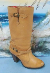 T.U.K DAMENSTIEFEL WEIZENLEDER MIT MITTLEREM WALBENABSATZ GRÖSSE 7 2008 - Bild 1 von 10