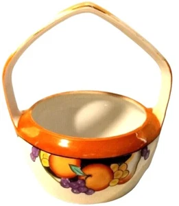 VINTAGE HANDPAINTED JAPAN CERAMIC BASKET BOWL DISH ART DECO FRUIT DESIGN - Picture 1 of 5