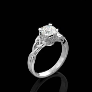 Exclusivo anillo de compromiso de boda de corte redondo blanco de corte redondo de 2 quilates en plata - Imagen 1 de 4
