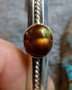 Sterling Silver Fire Agate Gemstone Ladies Bracelet By Navajo Harold Tahe New - Picture 1 of 7